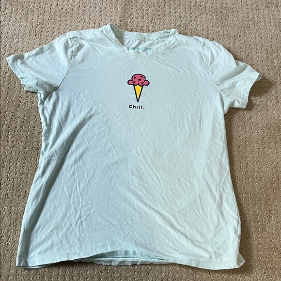 Life is Good Chill Ice Cream Graphic T-Shirt - Light Green - Picture 1 of 3